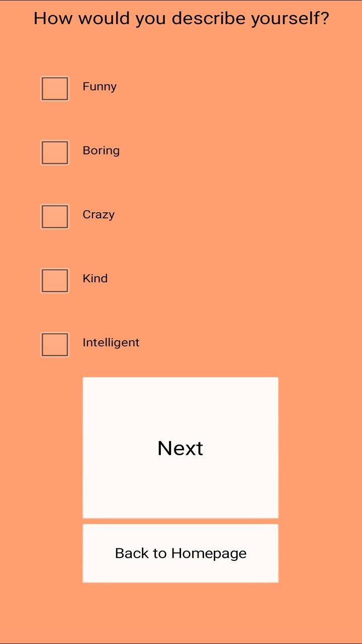 Char-M: a personality test and character matching app.